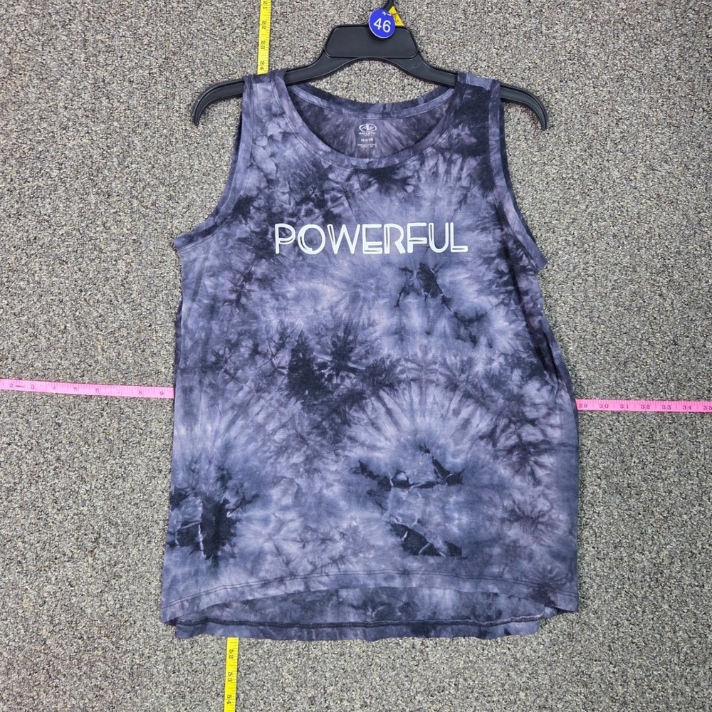 Athletic Works Tank Top Womens Medium Purple Tie Dye Powerful Graphic Sleeveless